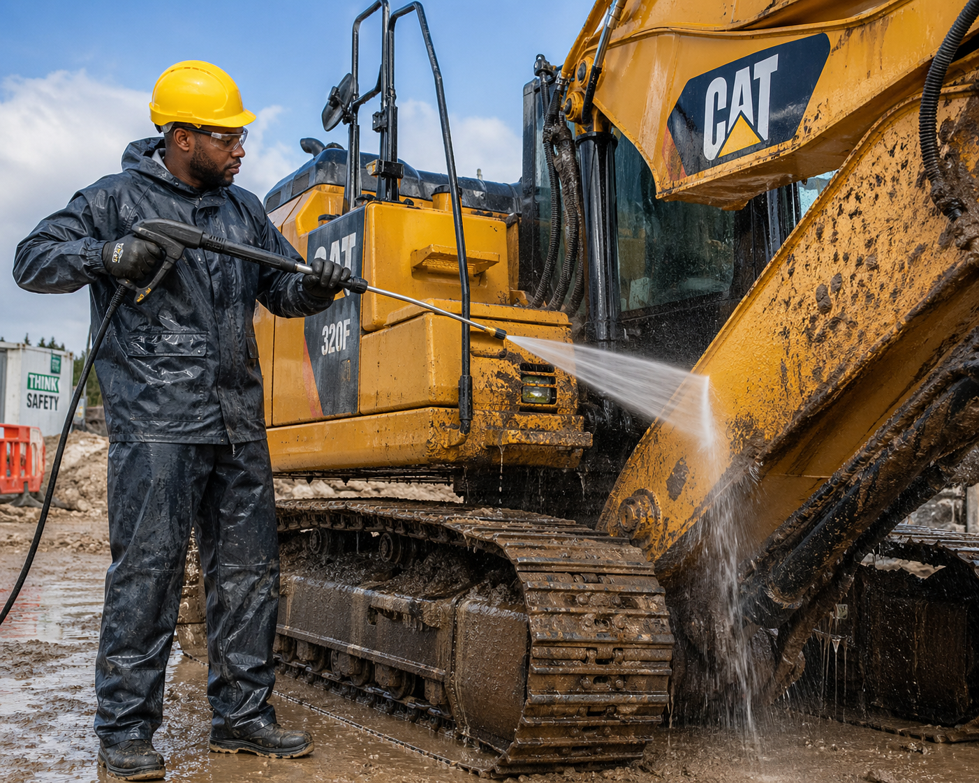 Heavy machinery pressure washing